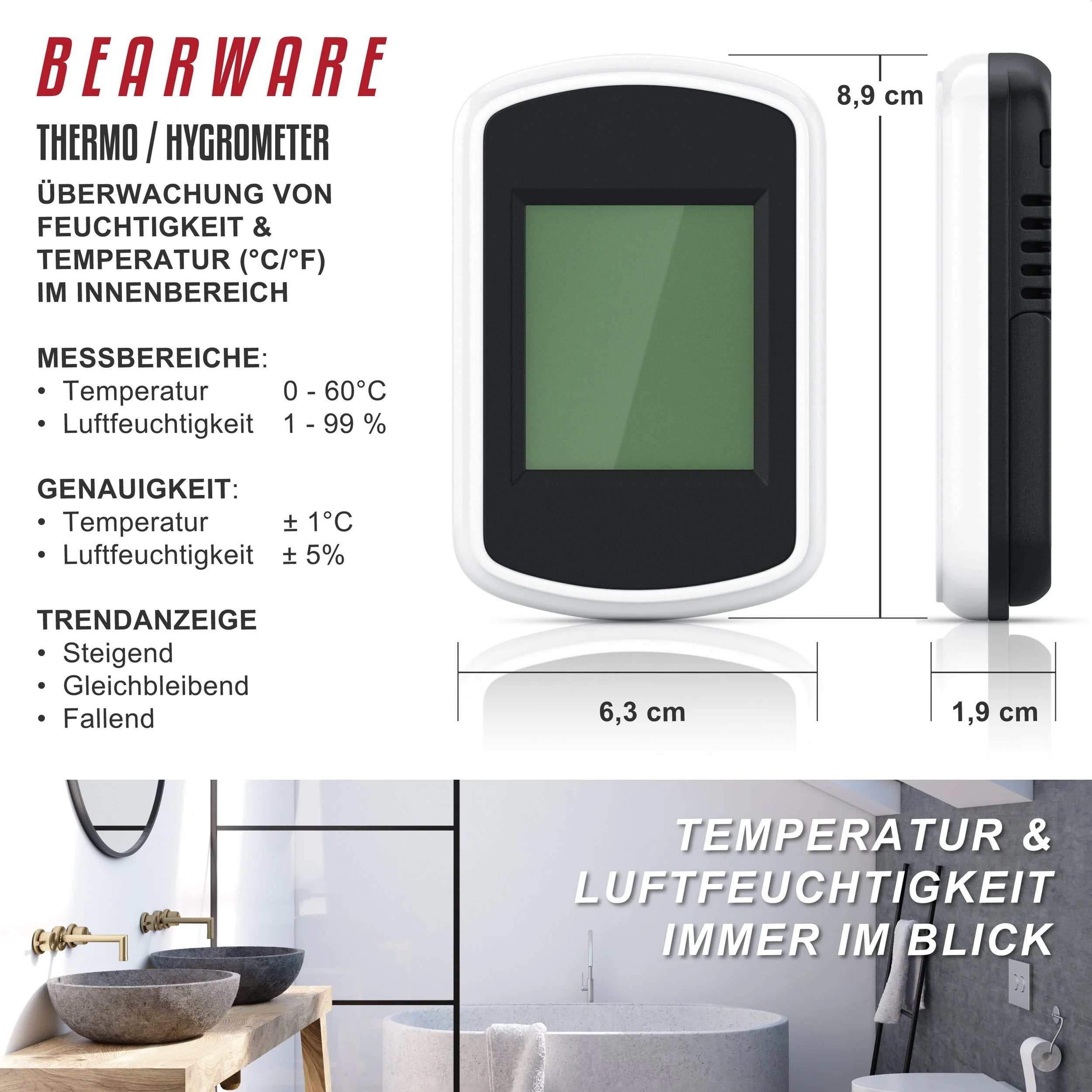 Digitales Thermo-Hygrometer – Raumthermometer mit Komfortanzeige
